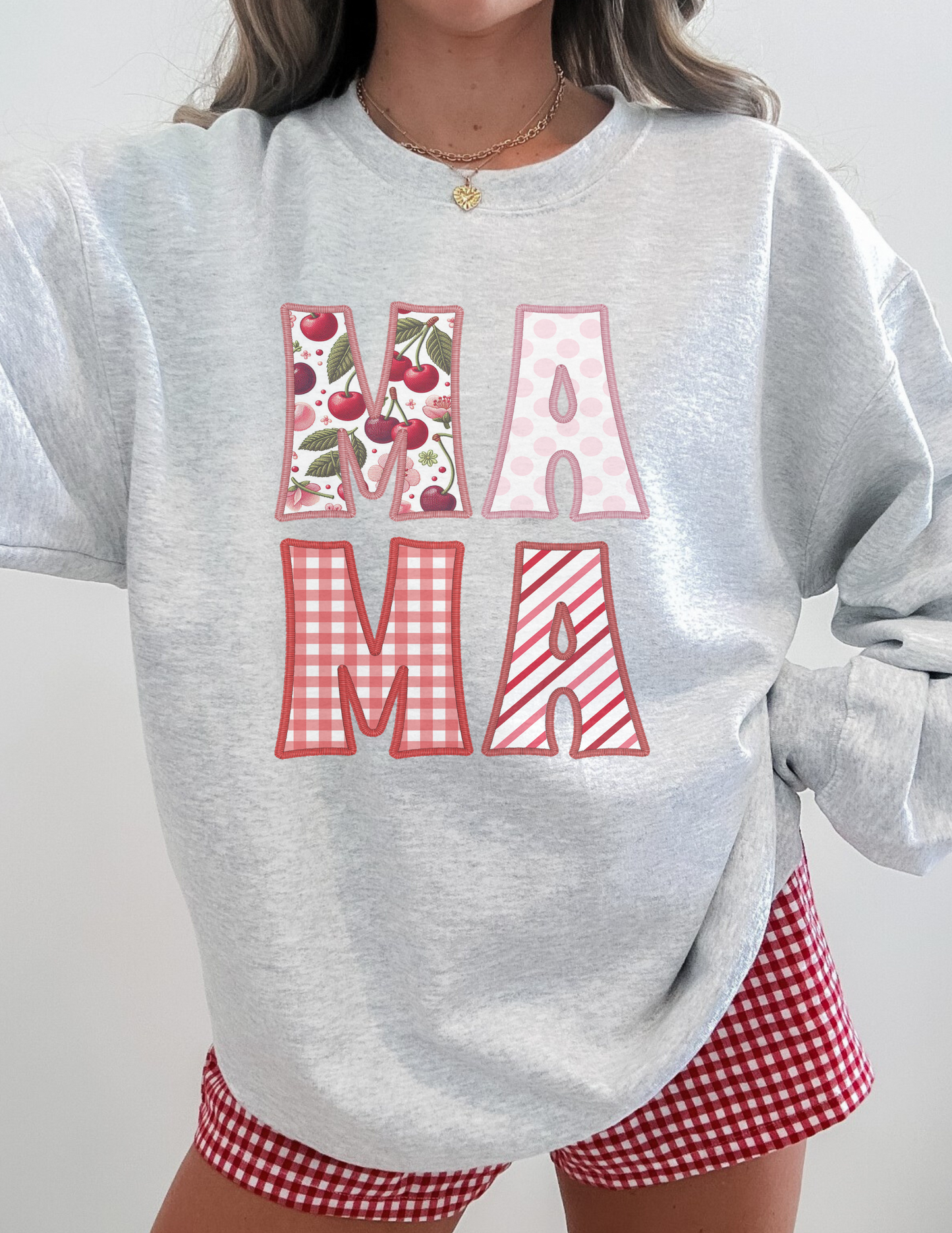 Faux embroidery cherry Mama graphic