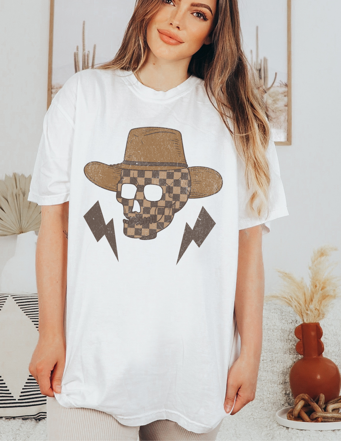 checkered cowboy skull