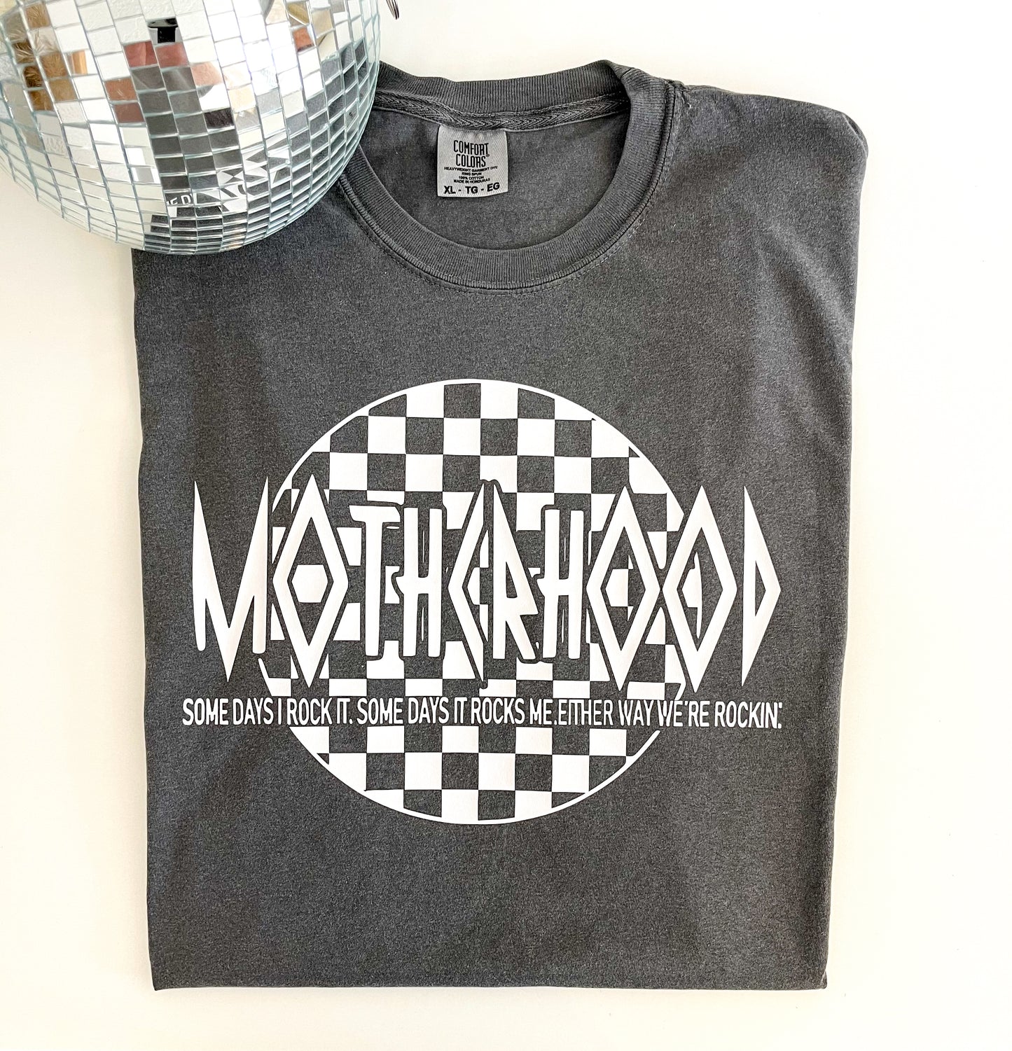 motherhood some days I rock it. some days it rocks me. either way we're rockin t shirt, motherhood graphic tee, funny mama shirt, comfort colors