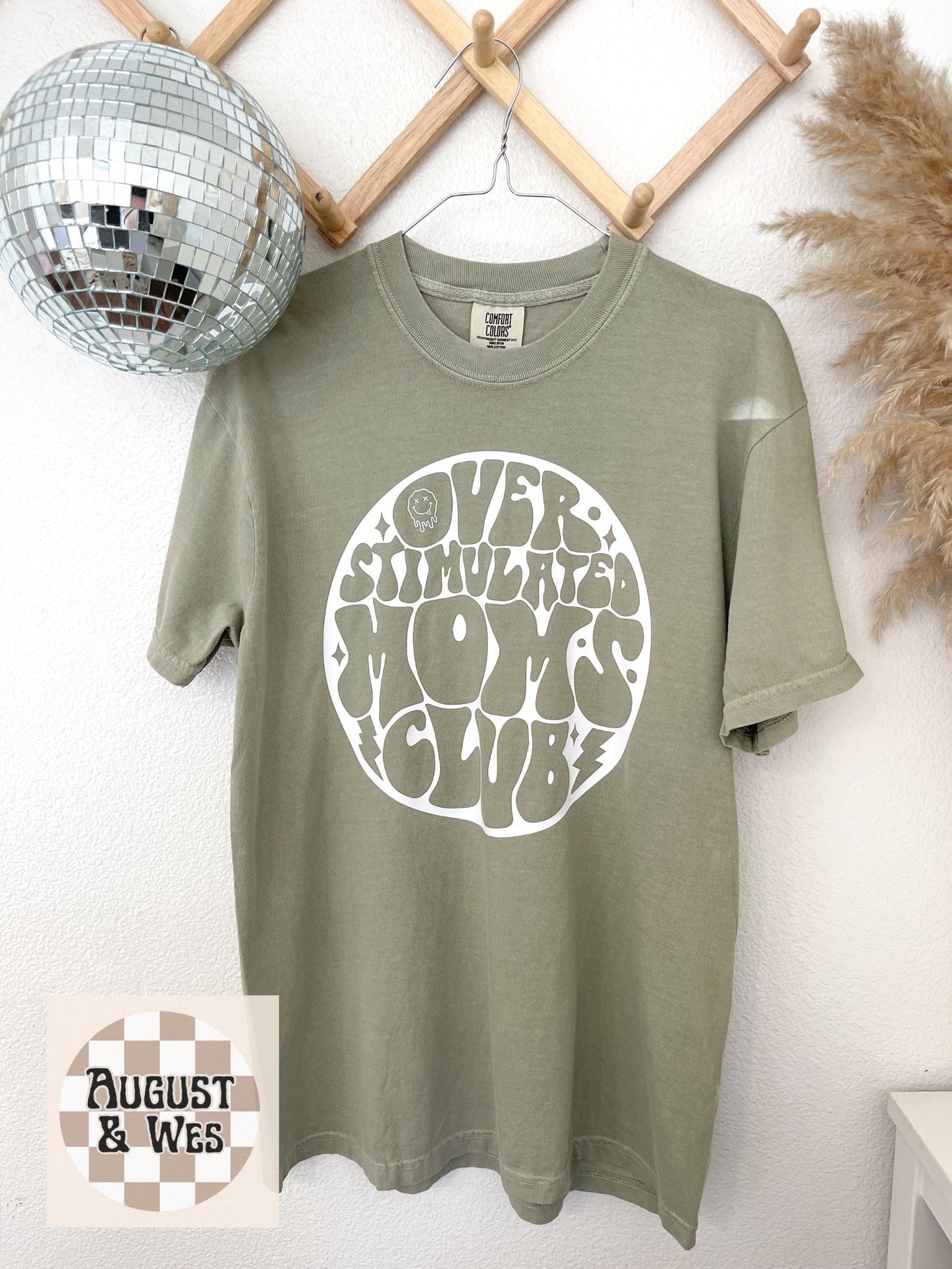 overstimulated moms club graphic tee, mom life graphic tee, mama graphic tee, comfort colors