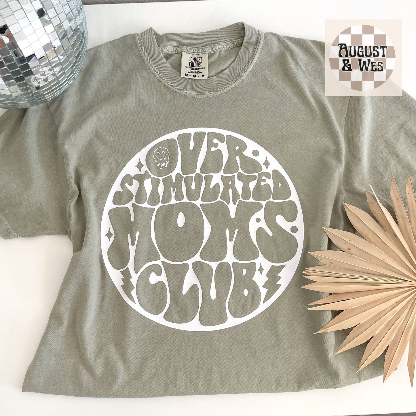 overstimulated moms club graphic tee, mom life graphic tee, mama graphic tee, comfort colors