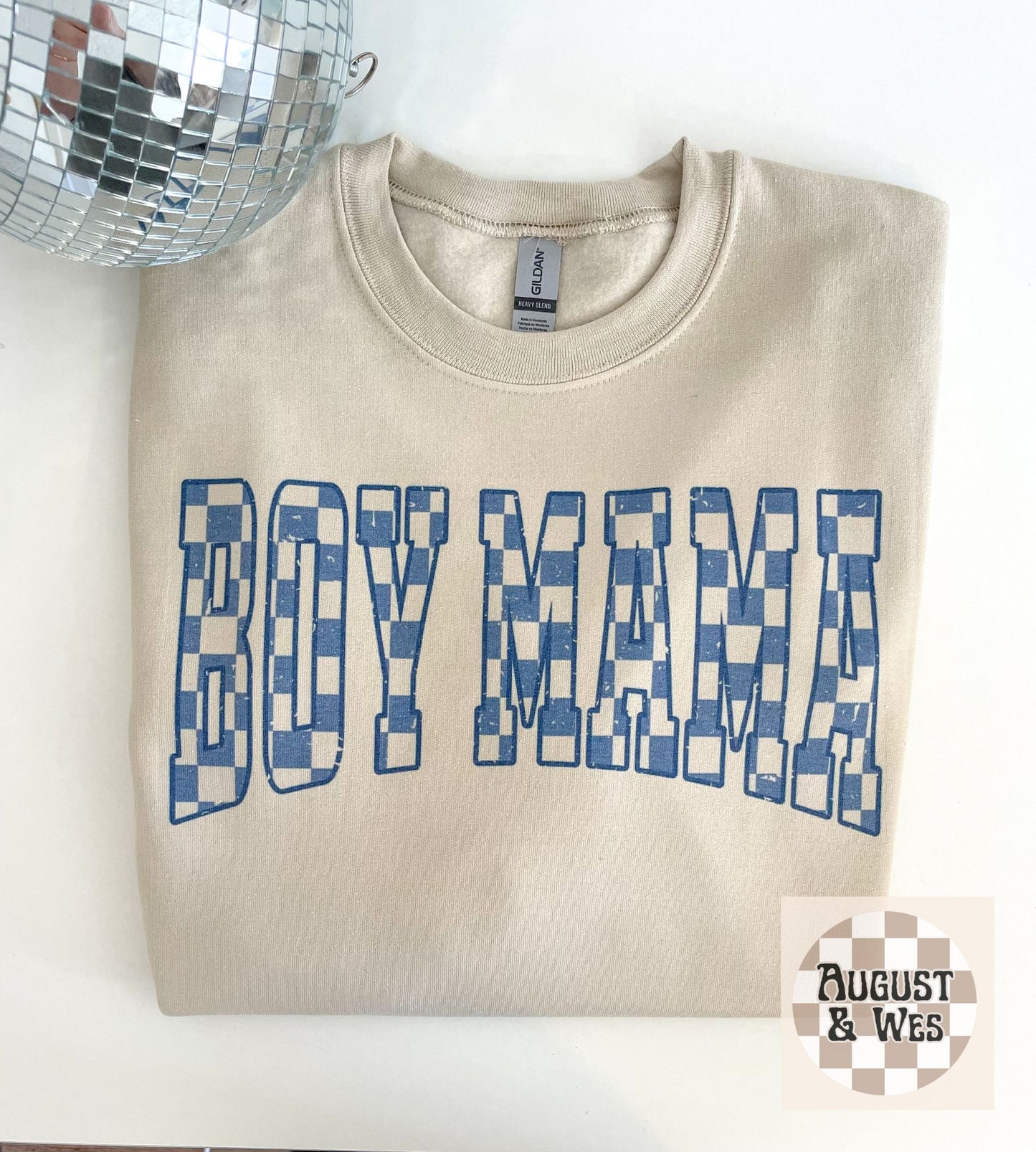 blue checkered mama graphic sweatshirt, retro mama sweatshirt, mom life, motherhood