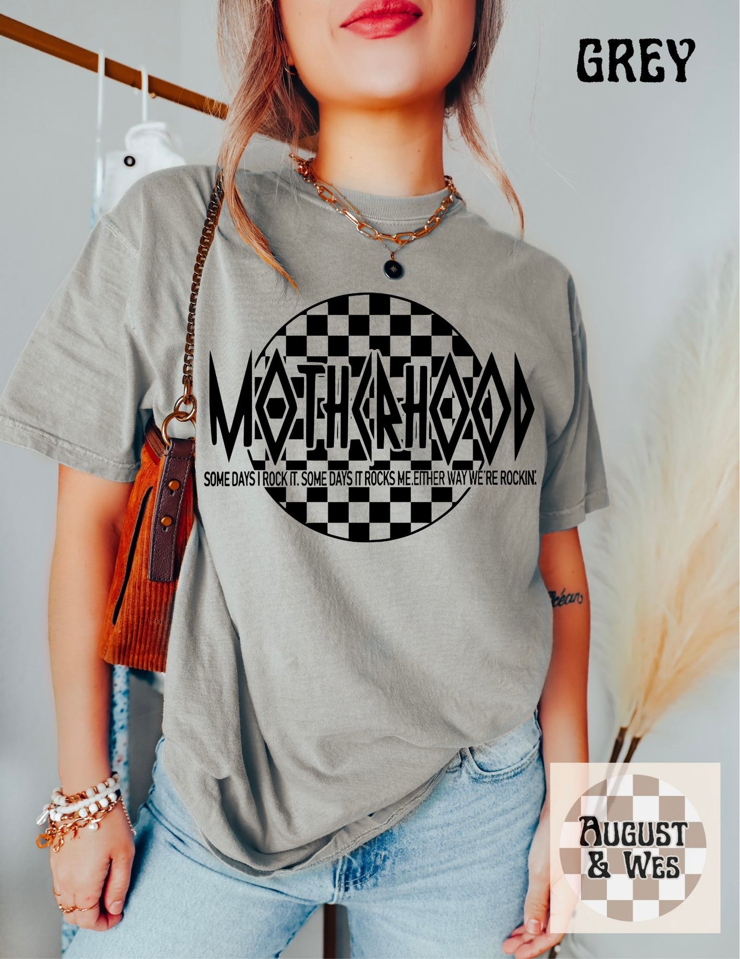 motherhood some days I rock it. some days it rocks me. either way we're rockin t shirt, motherhood graphic tee, funny mama shirt, comfort colors