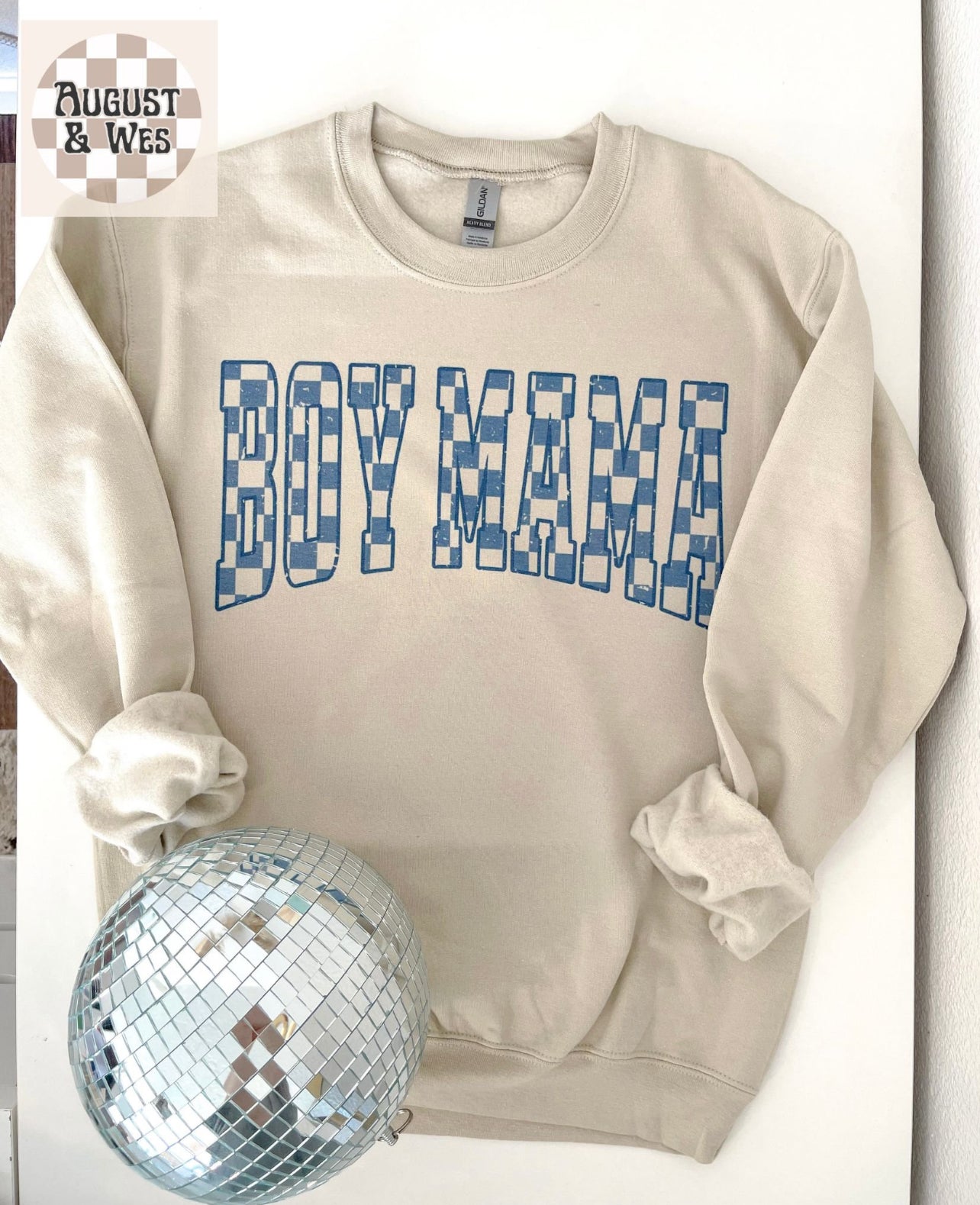 blue checkered mama graphic sweatshirt, retro mama sweatshirt, mom life, motherhood