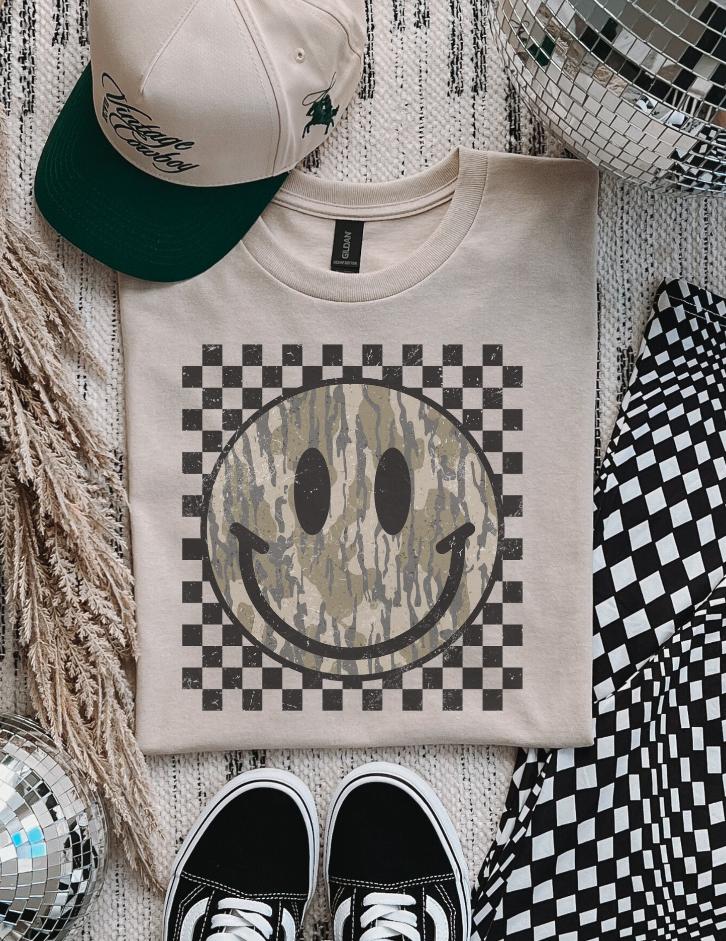 Camo happy face sweatshirt