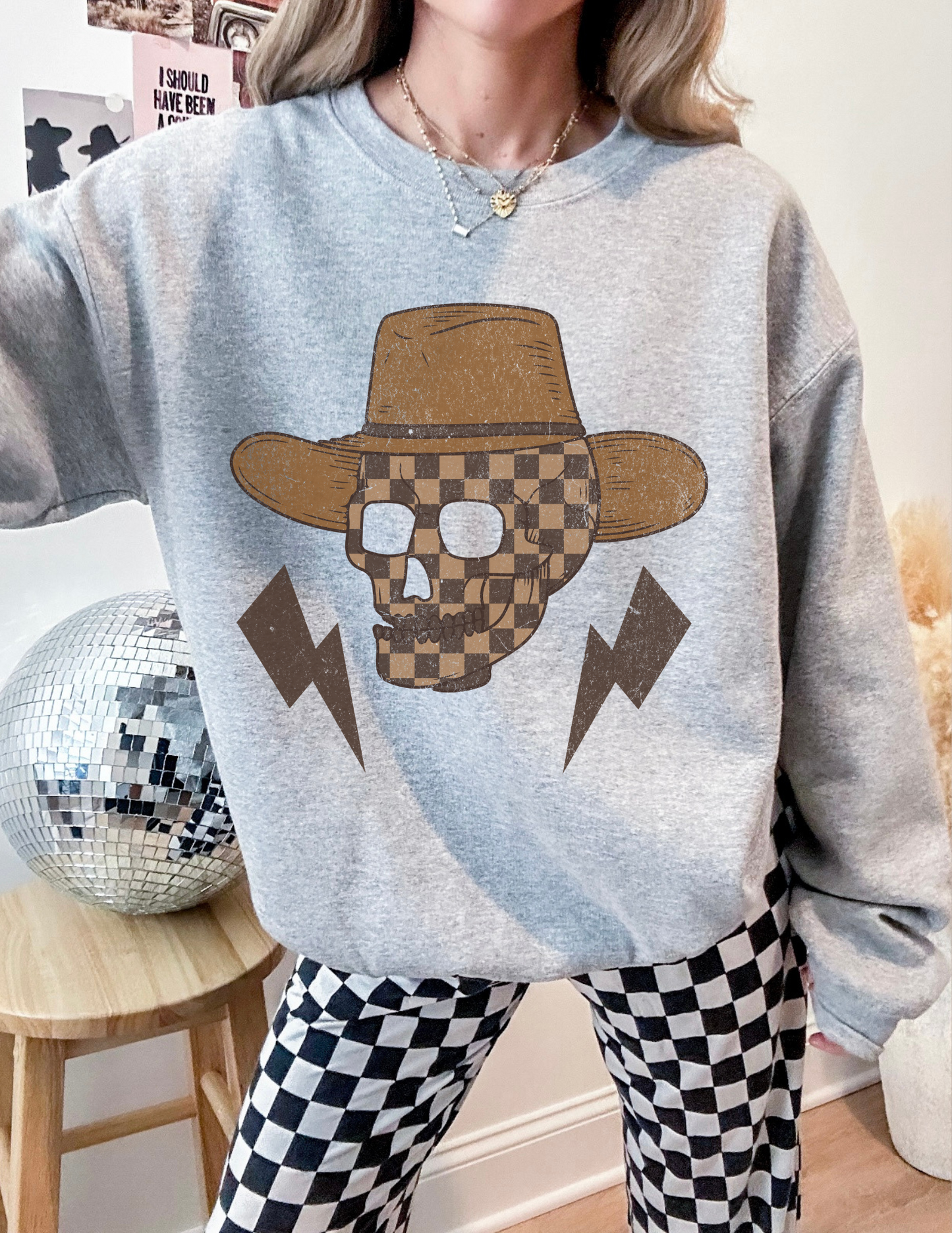 checkered cowboy skull