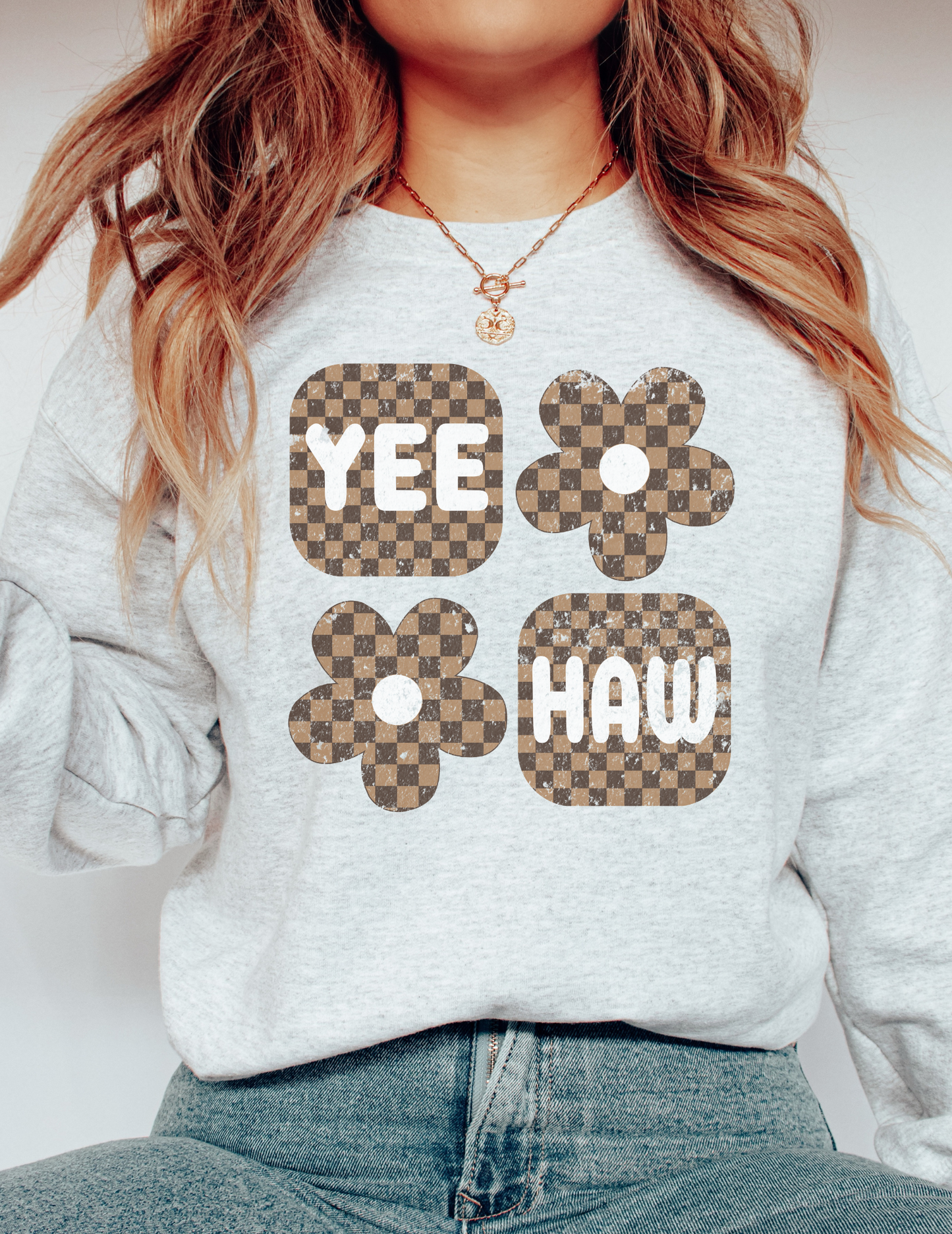 Yee-Haw checkered sweatshirt
