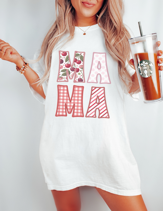 Faux embroidery cherry Mama graphic