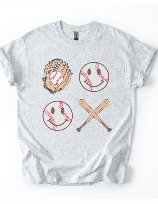 Happy Face Baseball Graphic