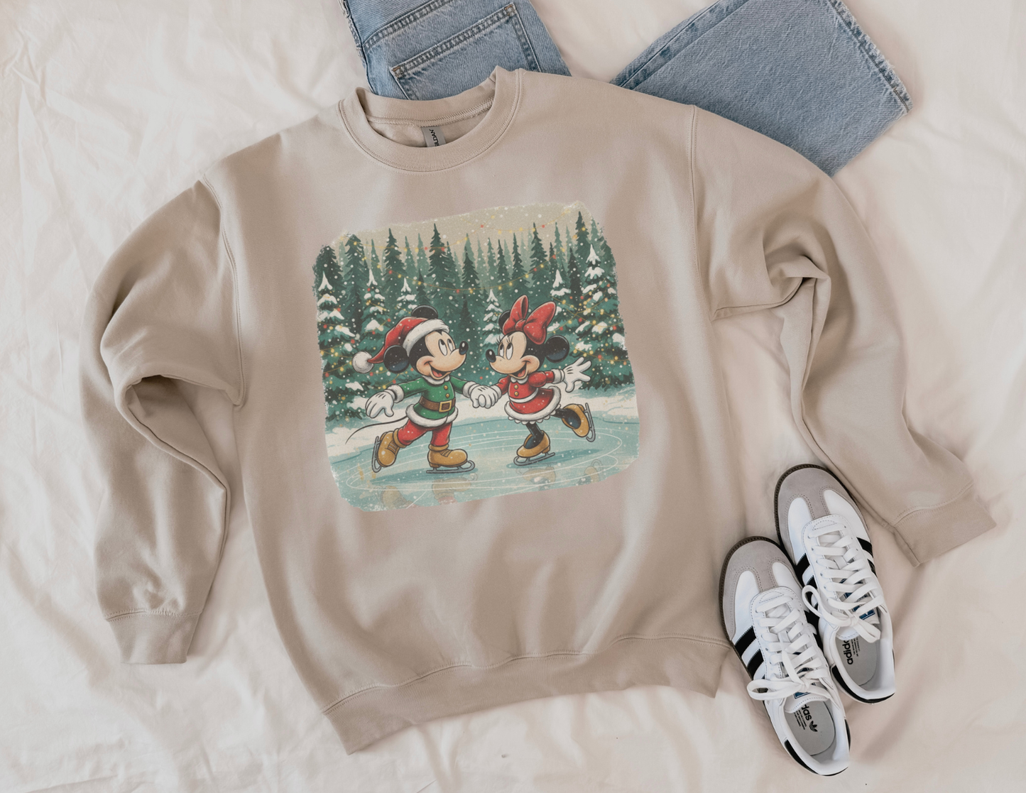 Christmas Ice Skating Mouse Graphic