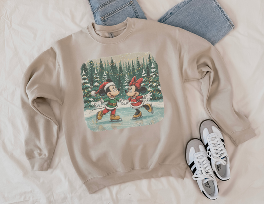 Christmas Ice Skating Mouse Graphic